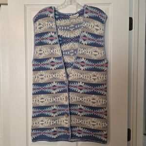 NWT Vintage Coldwater Creek Southwest/Aztec Pattern Knit Vest Sz L